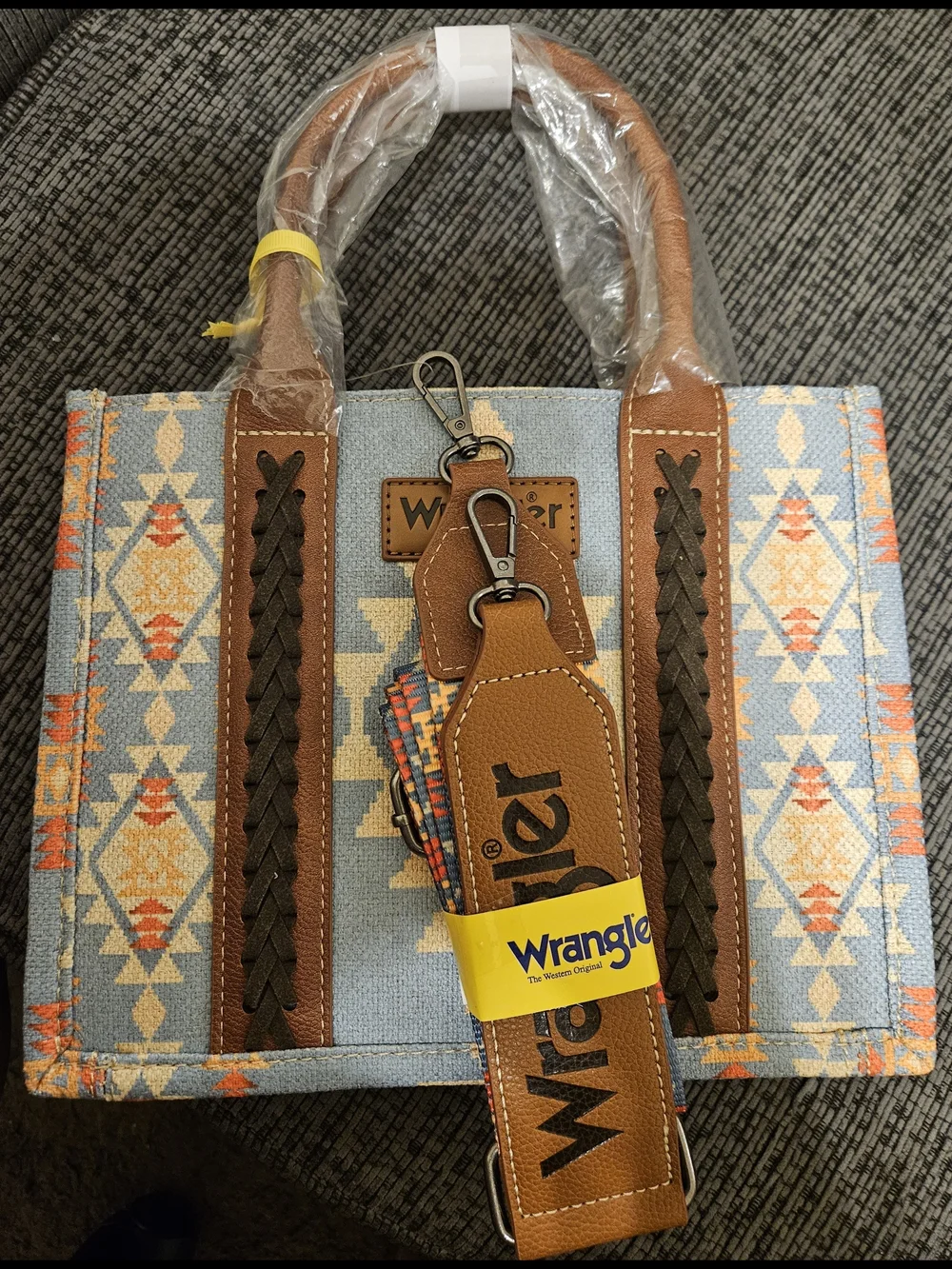 Wrangler Blue & Tan Southwestern Tote Bag